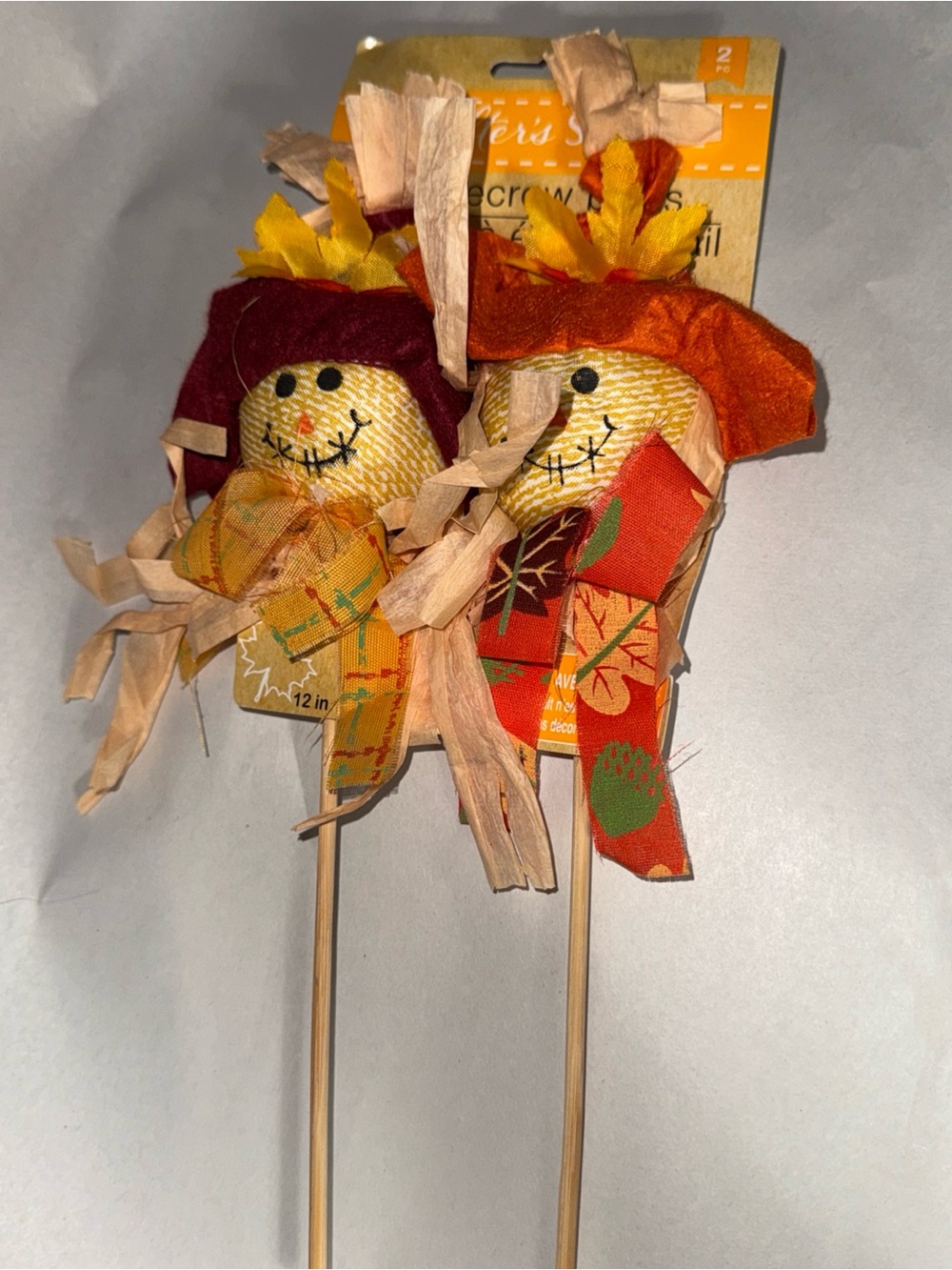 Crafter’s Square Decorative Fall Scarecrow Picks 2-ct Cute Farmhouse Decor New